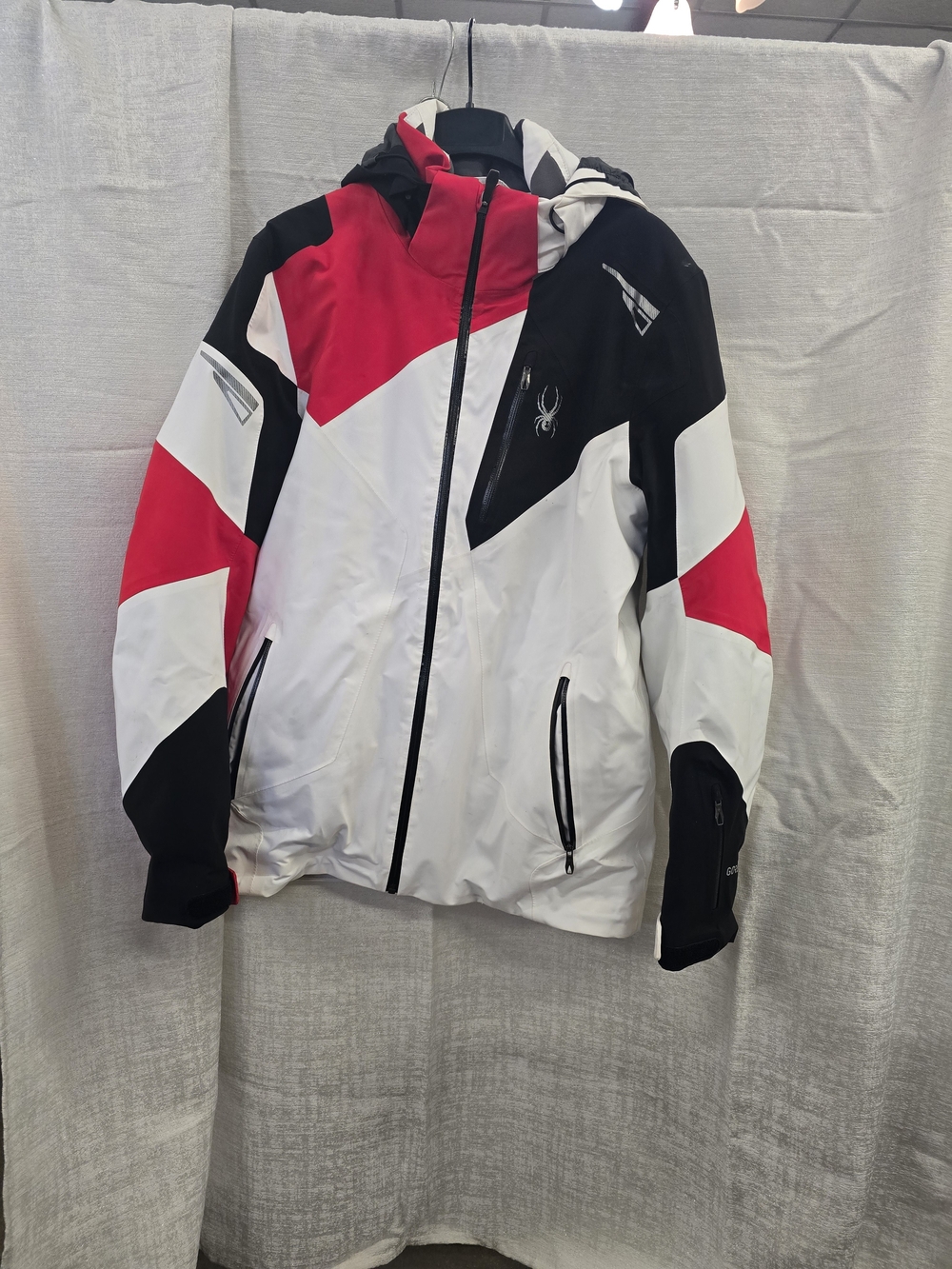 Spyder Men’s White Red Black Colorblock Insulated Ski Jacket